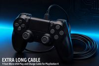 NEXT - Extra Long USB Micro 9' Play + Charge Cable For PlayStation 4 - Black - Angle
