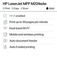 HP - LaserJet M234sdw Wireless AI-Enabled Black-and-White Laser Printer - White & Slate - Angle