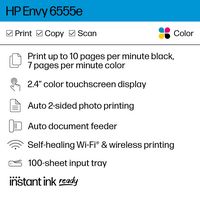 HP - Envy 6555e Wireless All-in-One Inkjet Printer with 3 months of Instant Ink included with HP+... - Angle
