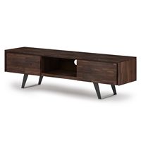 Simpli Home - Lowry 72 inch TV Media Stand - Distressed Charcoal Brown - Angle