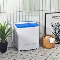 Costway - 13 lb. Portable Compact Mini Twin Tub Washing Machine with Drain Pump Spinner - Blue an... - Angle