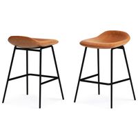 Simpli Home - Dafney Counter Height Stool (Set of 2) - Camel Brown - Angle