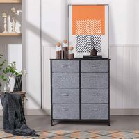 Bestier - Steel Frame Wood Top with 8 Drawer Fabric Storage Dresser for Bedroom Grey - Gray - Angle