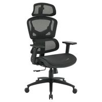 OSP Home Furnishings - Mesh Back with Headrest and Adjustable Arms on Nylon Base - Black - Angle