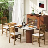 Costway Wood Dining Chairs Set of 4 Fabric Upholstered Side Chairs with Rubber Wood Frame - Brown - Angle