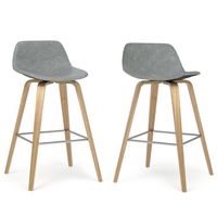 Simpli Home - Randolph Bentwood Counter Height Stool (Set of 2) - Stone Grey - Angle