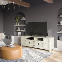 Simpli Home - Burlington SOLID WOOD 72 inch TV Media Stand in Antique White For TVs up to 80 inch... - Angle