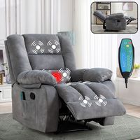 Bestier - Set of 2 Overstuffed Fabric Recliner Chairs with 8-Point Vibration Massage Manual Pull ... - Angle