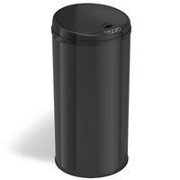 iTouchless - 13-Gal. Round Deodorizer Sensor Trash Can - Matte Black - Angle