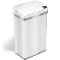 iTouchless - 4 Gallon Touchless Sensor Trash Can with AbsorbX Odor Control and Fragrance, White S... - Angle