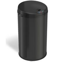 iTouchless - 8 Gallon Touchless Sensor Trash Can with AbsorbX Odor Control System, Black Stainles... - Angle