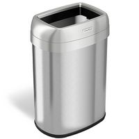iTouchless - 13 Gallon Elliptical Open Top Trash Can and Recycle Bin with Dual AbsorbX Odor Filte... - Angle