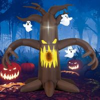 Costway - 7.8 Ft Halloween Inflatables Scary Dead Tree Halloween Decoration with Ghost - Brown - Angle