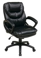Office Star Products - Faux Leather Manager's Chair - Black - Angle