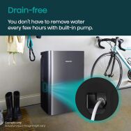 Hisense - 50-Pint Dehumidifier with 12 quarts Bucket Capacity and Pump - Black - Angle