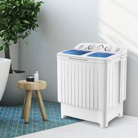 Costway - Portable Mini Compact Twin Tub 20 lb. Washing Machine Washer Spin Dryer - White - Angle