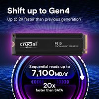 Crucial - P310 1TB Internal SSD PCIe Gen 4 x4 NVMe M.2 with Heatsink for PS5 - Angle