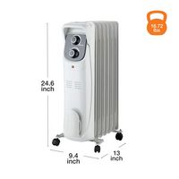 Lifesmart - 1500W Oil Filled Radiator - White - Angle