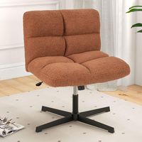 Costway - Modern Armless Swivel Office Chair with Adjustable Height - Brown - Angle