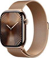 Apple Watch Series 10 (GPS+Cellular) 46mm Titanium Case with Gold Milanese Loop - S/M - Gold (Ver... - Angle