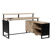 OSP Home Furnishings - ACE L Desk with Hutch Shelf - River Oak/Black - Angle