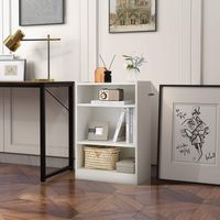 Costway - 3-Tier Bookcase Open Multipurpose Display Rack Cabinet with Adjustable Shelves - White - Angle