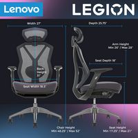 Lenovo - Legion Mesh Gaming Chair - Space Gray - Angle