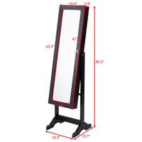 Costway - Mirrored Jewelry Cabinet Storage Organizer Drawers - Black - Angle