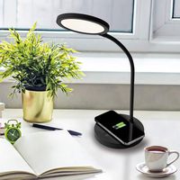 OttLite - Good Housekeeping Circular LED Desk Lamp w/Wireless Charging - Black - Black - Angle