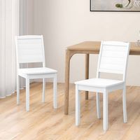 Costway Armless Wood Dining Chair Set of 2 with Rubber Wood Legs Curved Backrest Kitchen - White - Angle