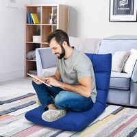 Costway - Adjustable 14-Position Floor Chair Folding Lazy Gaming Sofa Lounge Chair - Blue - Angle