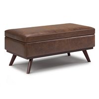 Simpli Home - Owen Lift Top Large Coffee Table Storage Ottoman - Distressed Chestnut Brown - Angle