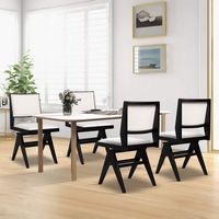 Costway Mid Century Modern Dining Chairs Set of 4 Faux Shearling Upholstered Dinner Chairs - Blac... - Angle