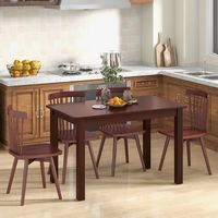 Costway Extendable Dining Table Folding Rubber Wood Table for 4 People with Safety Locks - Cherry... - Angle