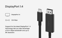 Belkin - USB-C to DisplayPort 1.4 Cable 6.6ft, 8K@60Hz or 4K@144HZ - BLACK - Angle