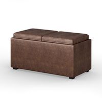 Simpli Home - Avalon 5 Piece Storage Ottoman - Distressed Chestnut Brown - Angle