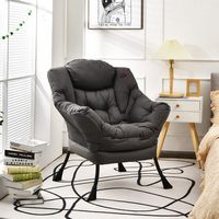 Costway - Modern Polyester Lazy Sofa Chair with Side Pocket - Grey - Angle