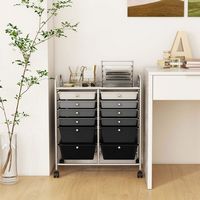 Costway - 12 Drawer Rolling Cart Storage Multicolor Scrapbook Paper Studio Organizer Bins - Gradi... - Angle