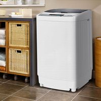Costway - Portable Compact Washing Machine 1.3 Cu. Ft. Spin Washer Drain Pump 8 Water Level - Gray - Angle