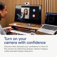 Elgato - Facecam Neo 1080p60 Full HD Webcam for Video Conferencing, Gaming, and Streaming - White - Angle