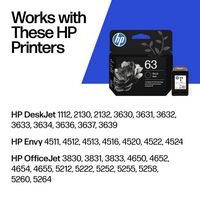 HP - 63 Standard Capacity Ink Cartridge - Black - Angle