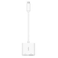 Belkin - USB C to HDMI Adapter + USBC Charging Port,  4K UHD Video, 60W Passthrough Power - White - Angle