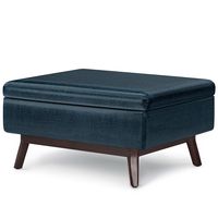 Simpli Home - Owen Coffee Table Storage Ottoman - Distressed Dark Blue - Angle