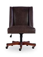 Linon Home Décor - Donora Faux Leather Adjustable Office Chair With Wood Base - Brown - Angle