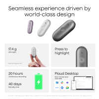 PLAUD - NotePin S Smart AI Voice/Audio Recorder - Black - Angle