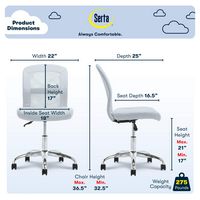 Serta - Essentials Mesh Task Office Chair - Powder Blue - Angle