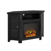 Walker Edison - Glass Two Door Corner Fireplace TV Stand for Most TVs up to 55