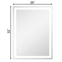 LOVMOR - 24 x 32 Inches Tempered Glass LED Bathroom Mirror with Anti-Fog & 3-Color Dimmable Light... - Angle