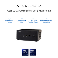 ASUS - NUC 14 Pro U7 - Intel Core Ultra U7 155H - 32GB Memory - 1TB SSD - Black - Angle