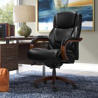 La-Z-Boy - Delano Big & Tall Bonded Leather Executive Chair - Jet Black/Mahogany - Angle